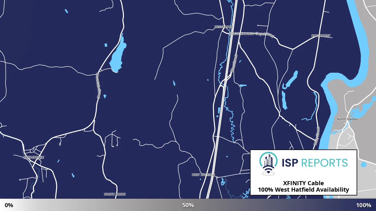 West Hatfield, MA map of internet availability