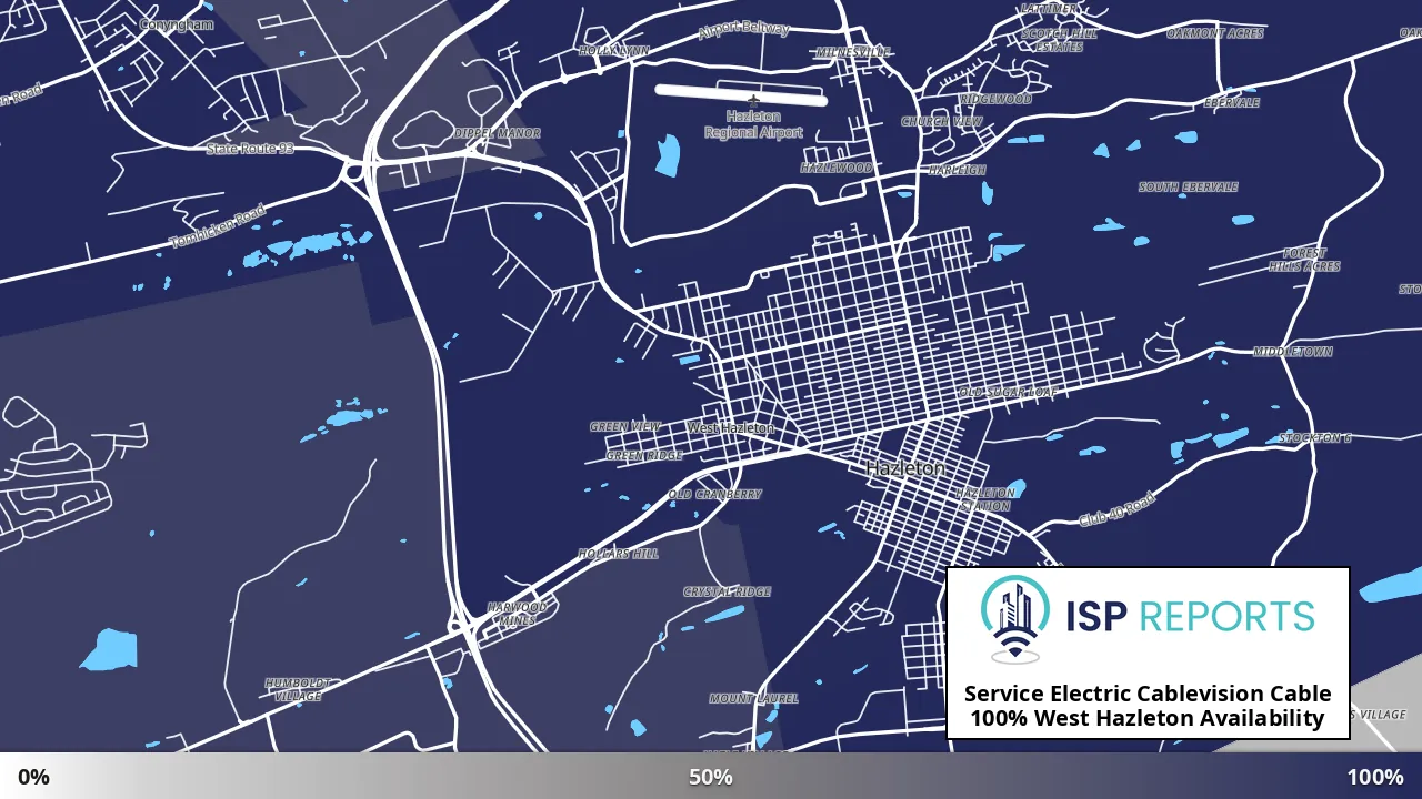 West Hazleton, PA map of internet availability