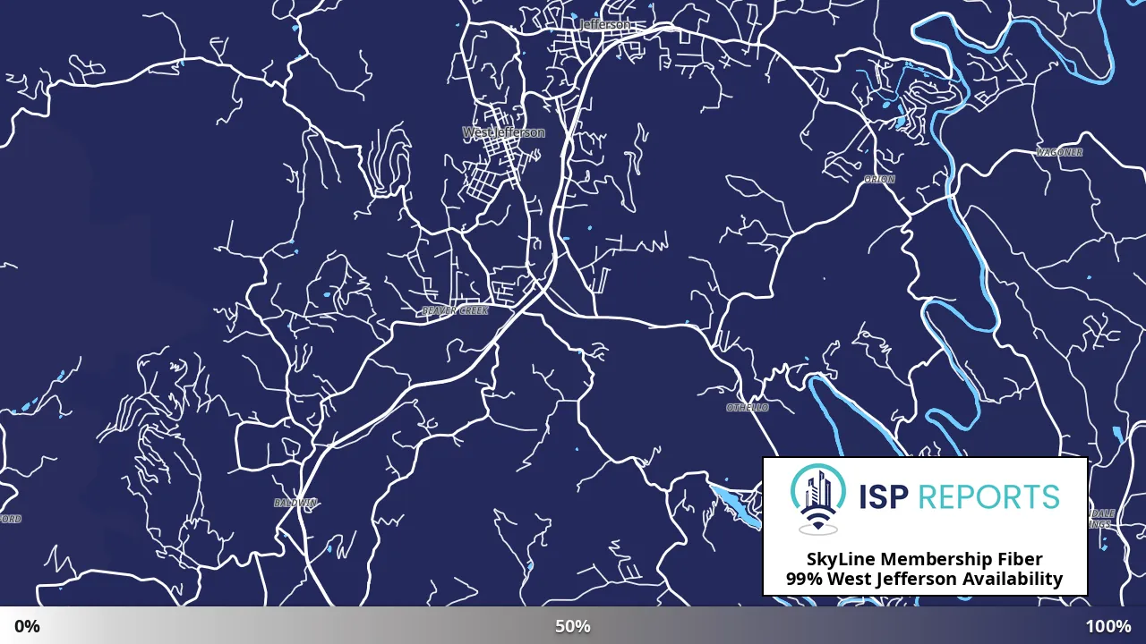 West Jefferson, NC map of internet availability