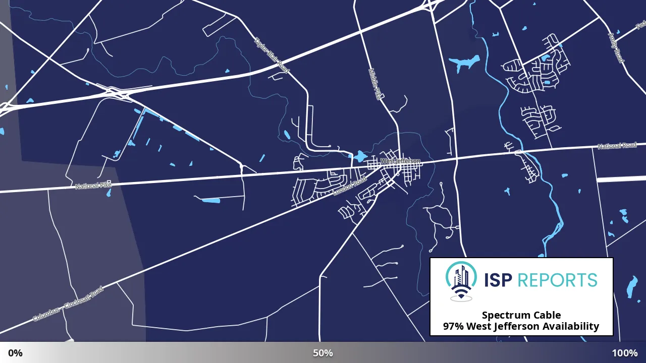 West Jefferson, OH map of internet availability