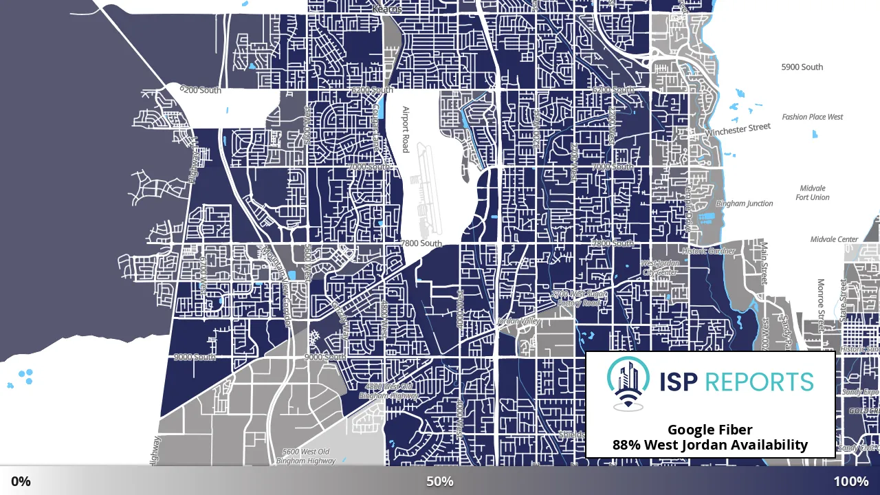 West Jordan, UT map of internet availability