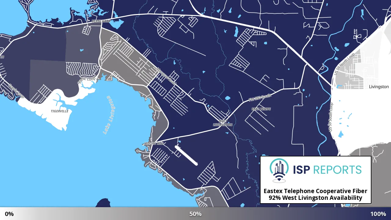 West Livingston, TX map of internet availability