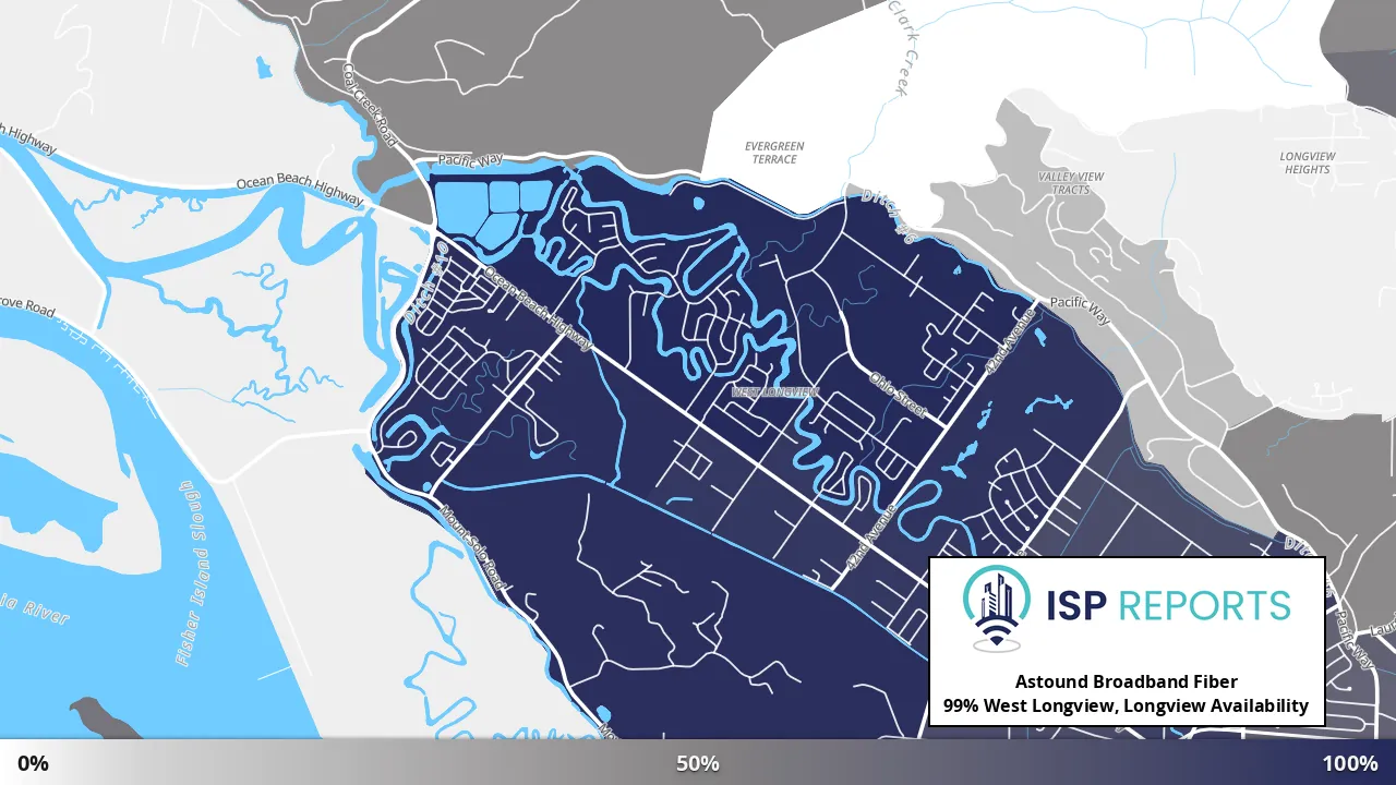 West Longview, Longview, WA map of internet availability