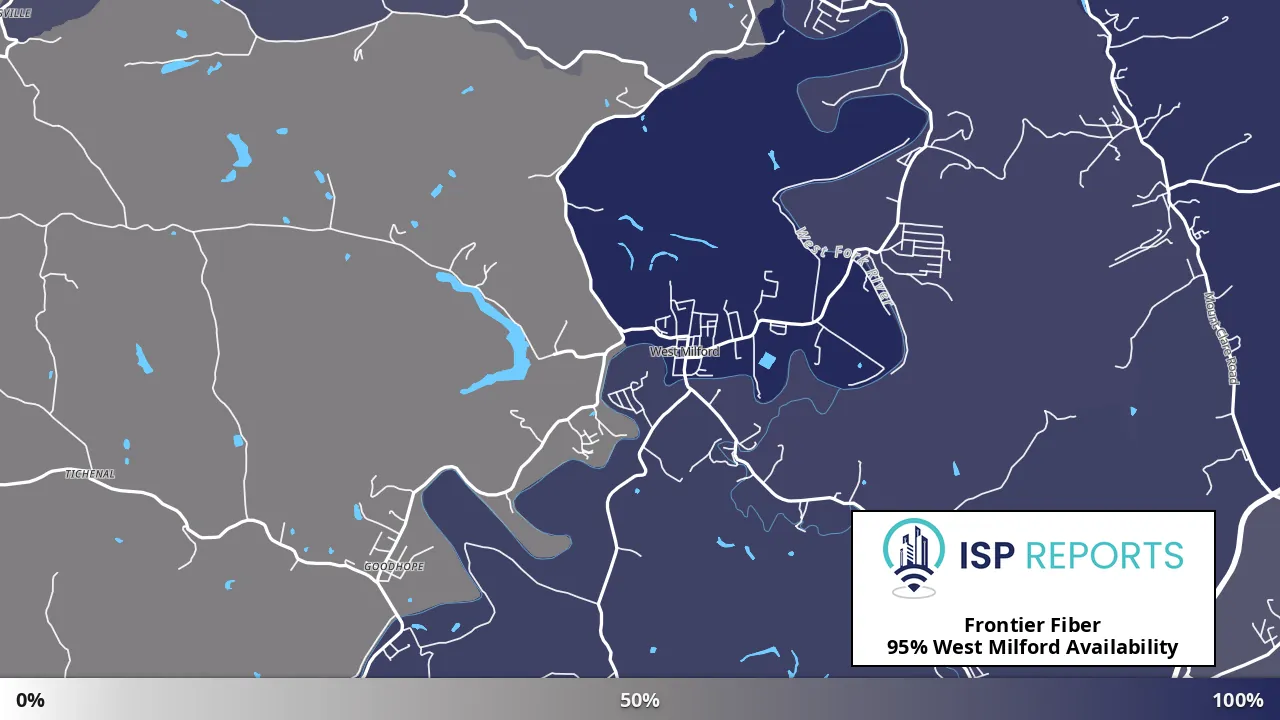 West Milford, WV map of internet availability