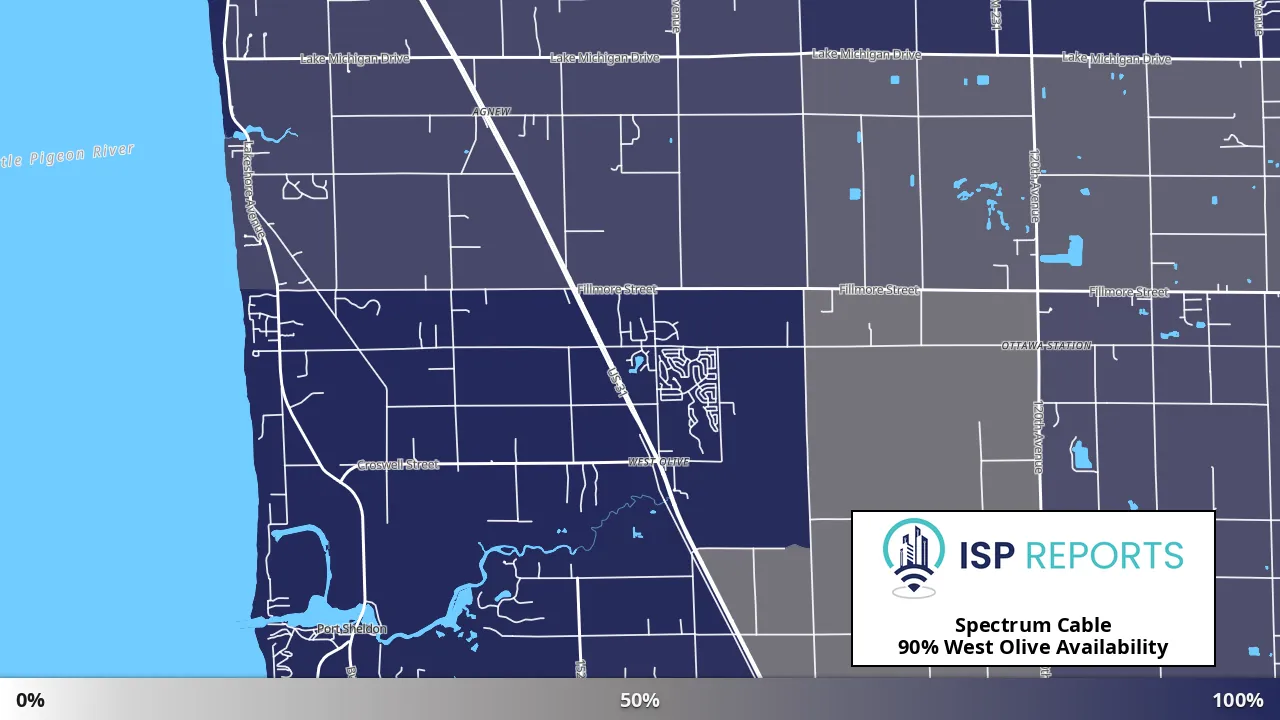 West Olive, MI map of internet availability