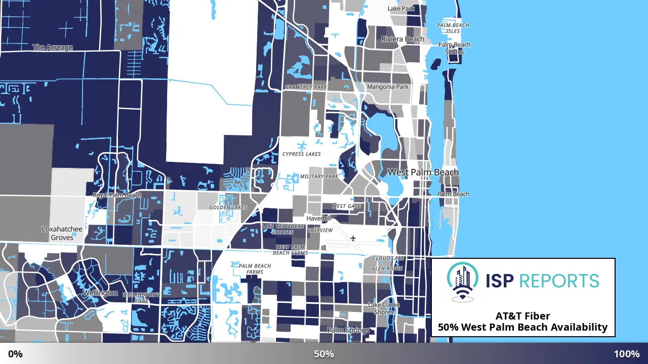 West Palm Beach, FL map of internet availability