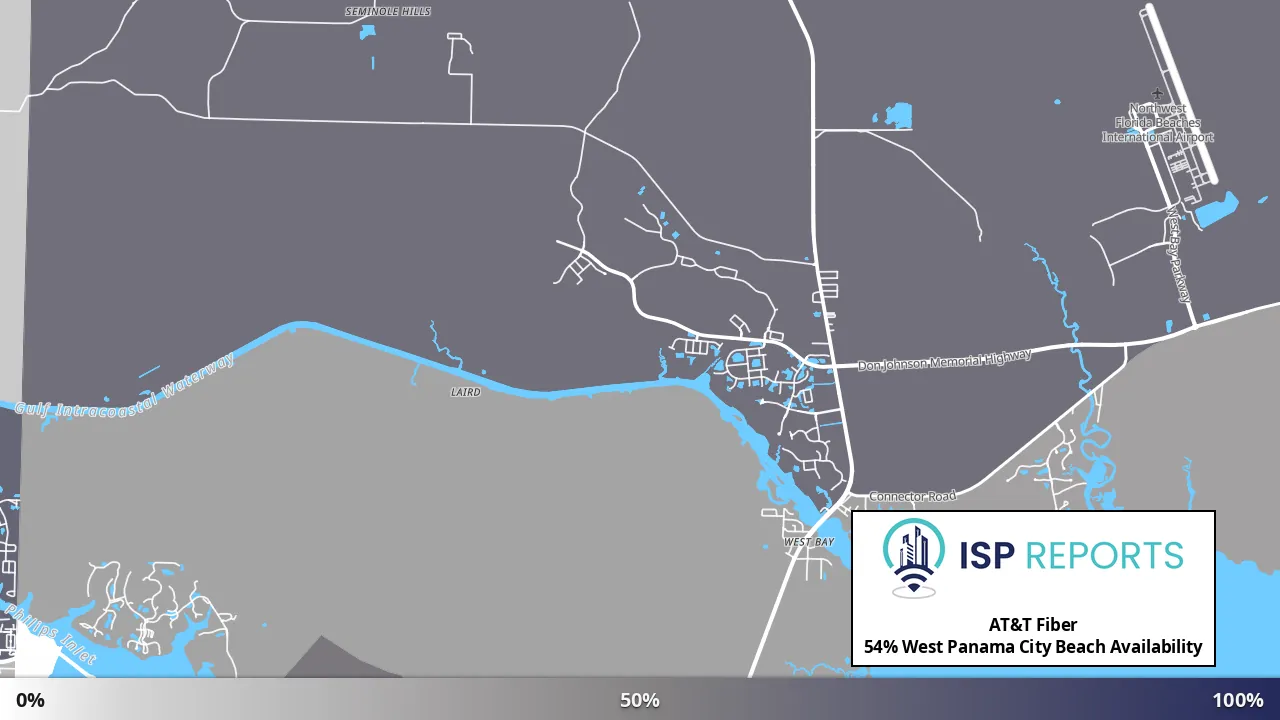 West Panama City Beach, FL map of internet availability