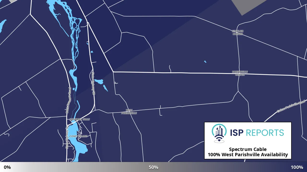 West Parishville, NY map of internet availability
