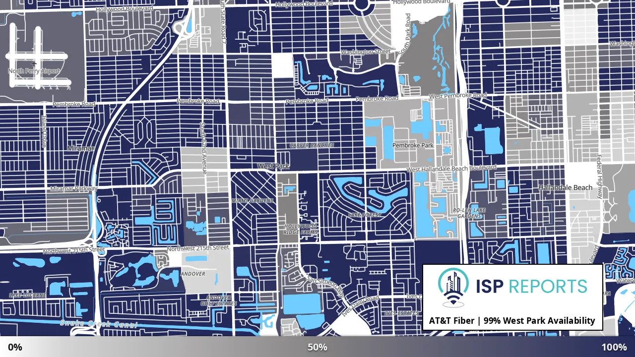 West Park, FL map of internet availability