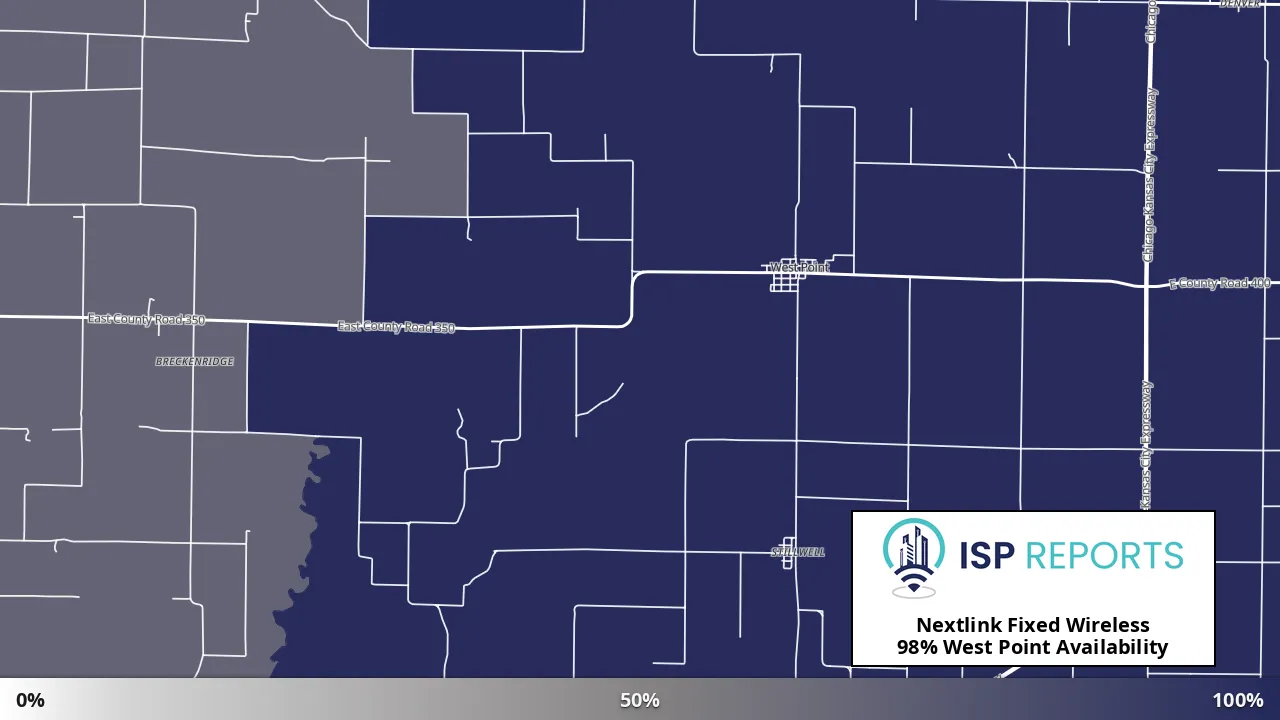 West Point, IL map of internet availability