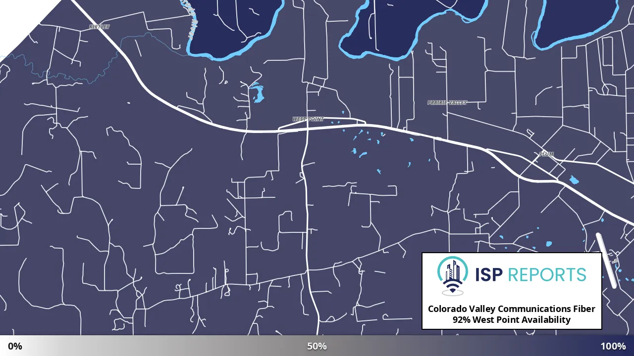 West Point, TX map of internet availability