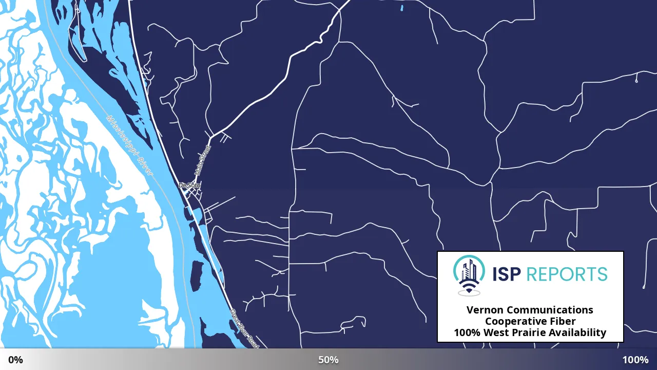West Prairie, WI map of internet availability