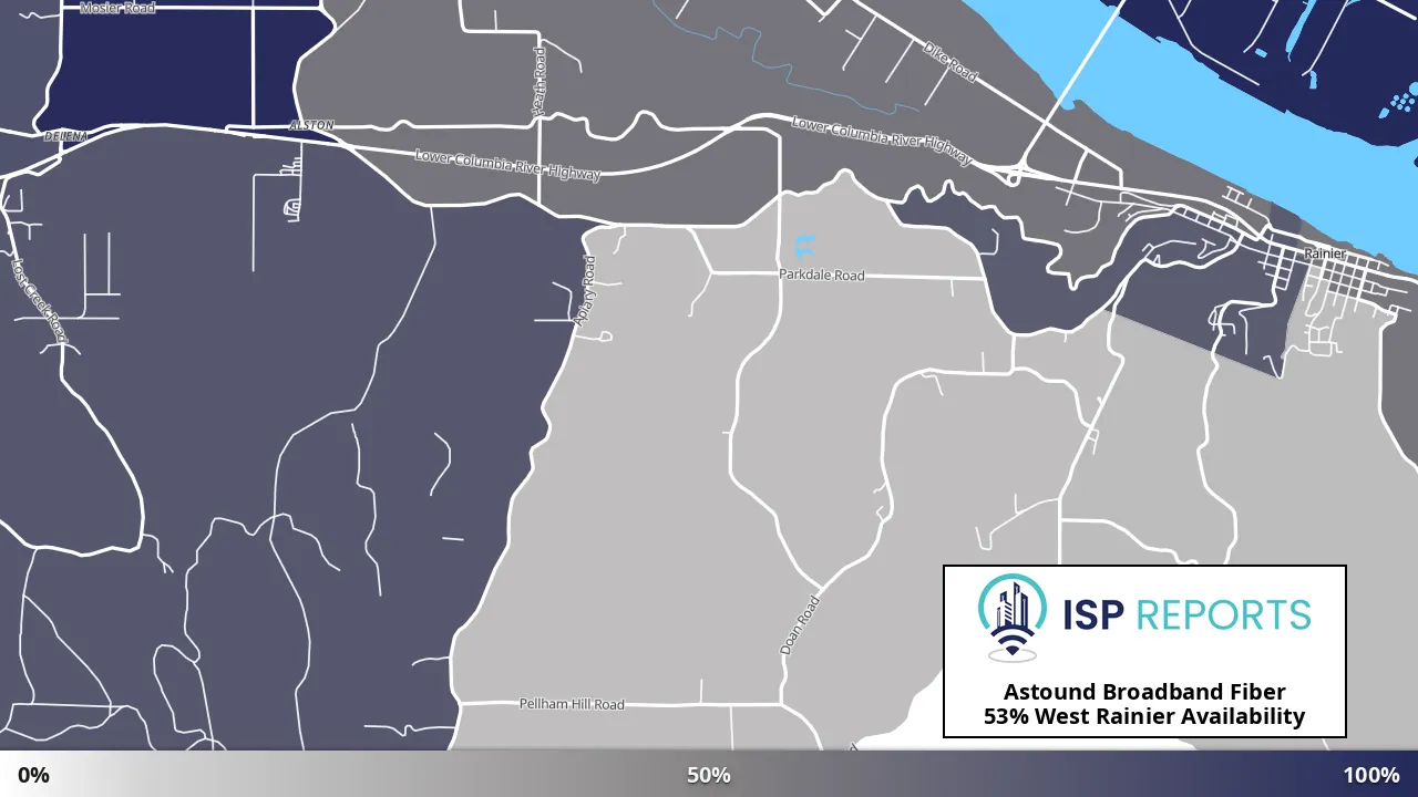 West Rainier, OR map of internet availability