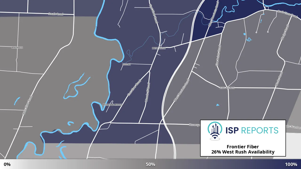 West Rush, NY map of internet availability