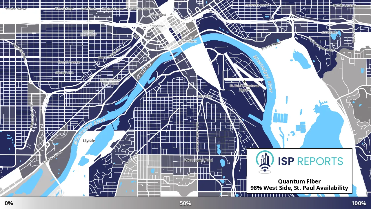 West Side, St. Paul, MN map of internet availability
