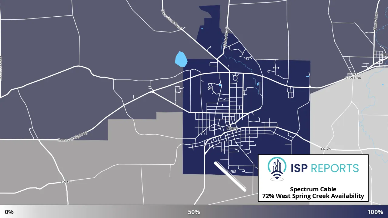 West Spring Creek, PA map of internet availability