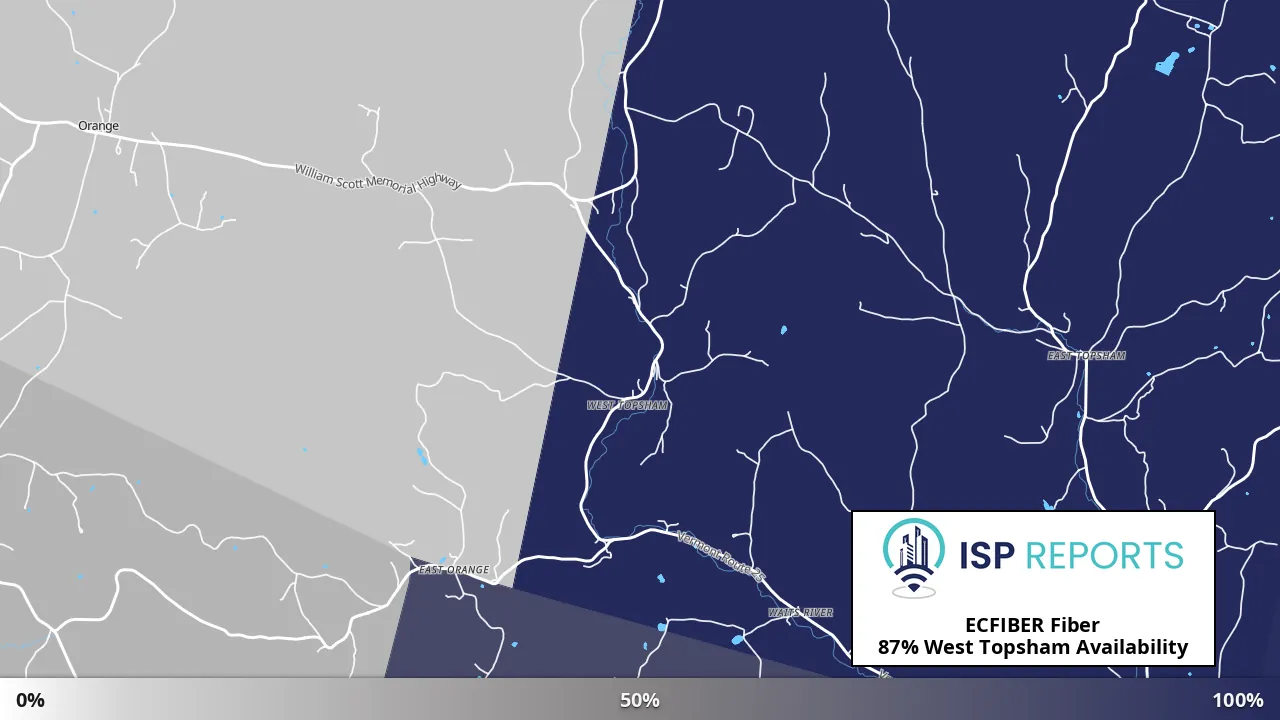 West Topsham, VT map of internet availability