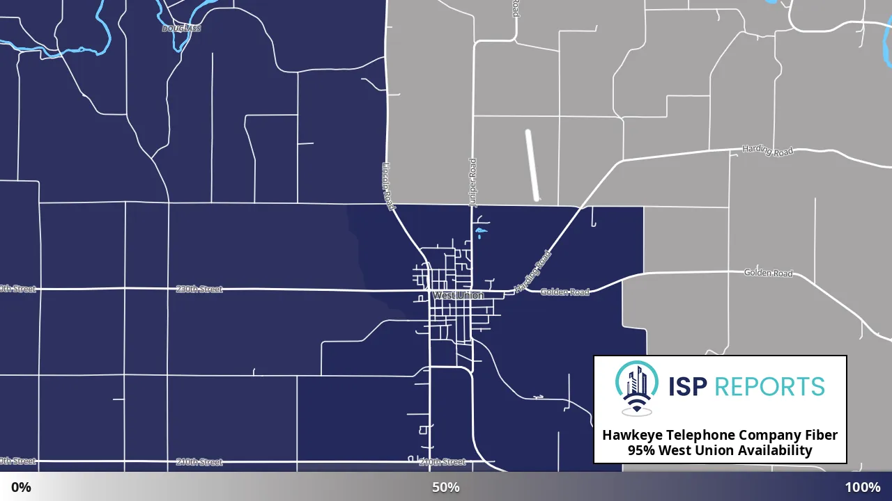 West Union, IA map of internet availability