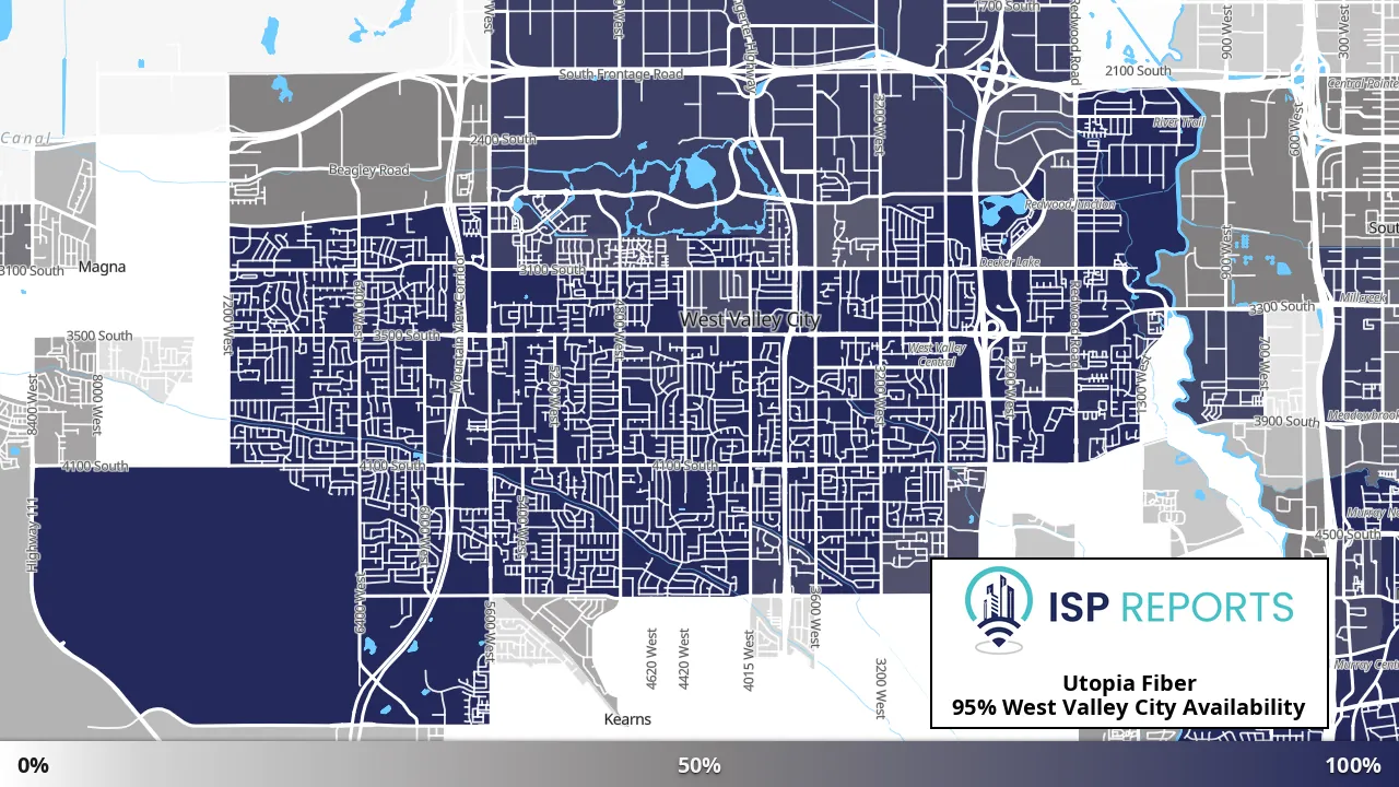 West Valley City, UT map of internet availability