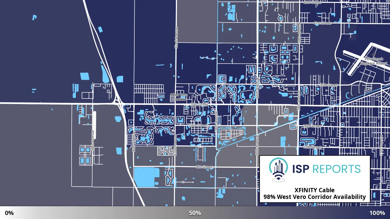 West Vero Corridor, FL map of internet availability