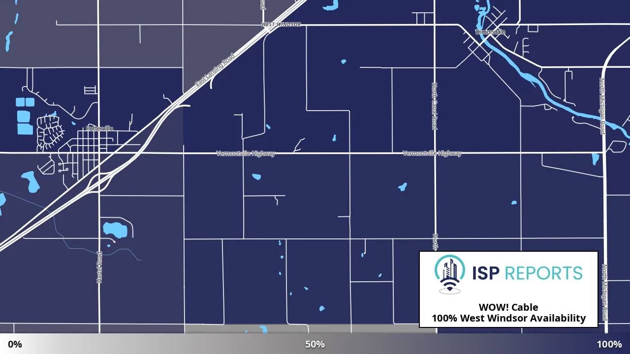West Windsor, MI map of internet availability