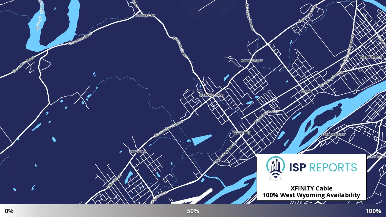 West Wyoming, PA map of internet availability