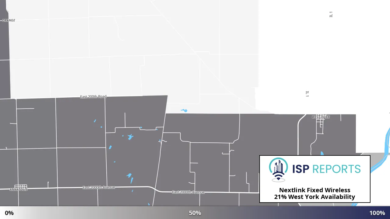 West York, IL map of internet availability