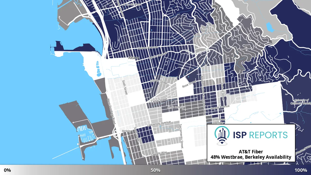 Westbrae, Berkeley, CA map of internet availability