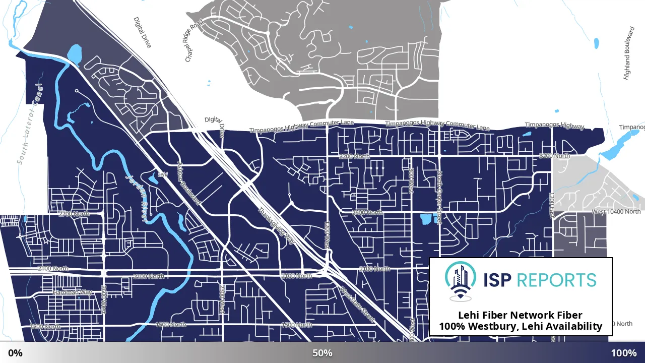 Westbury, Lehi, UT map of internet availability