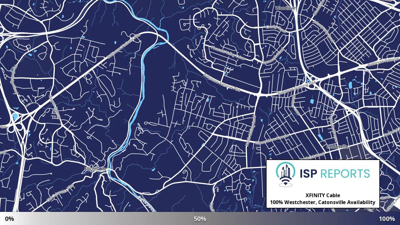 Westchester, Catonsville, MD map of internet availability