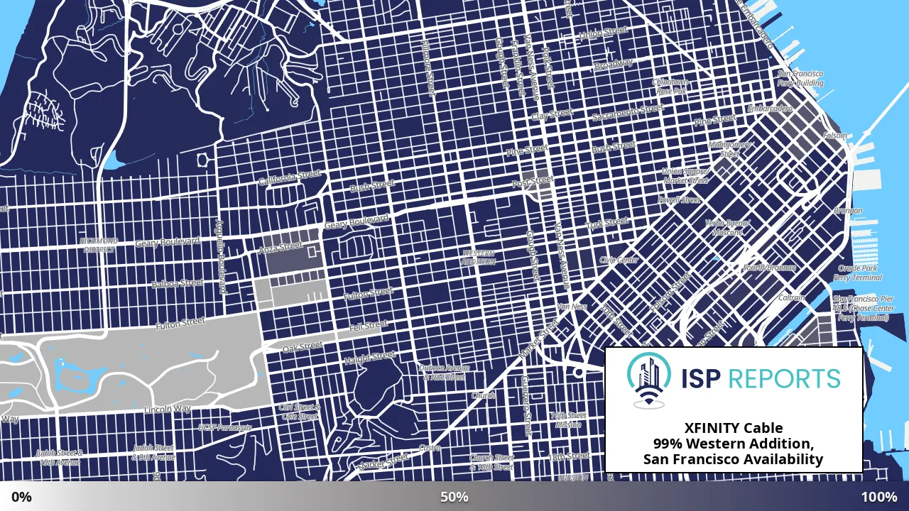 Western Addition, San Francisco, CA map of internet availability