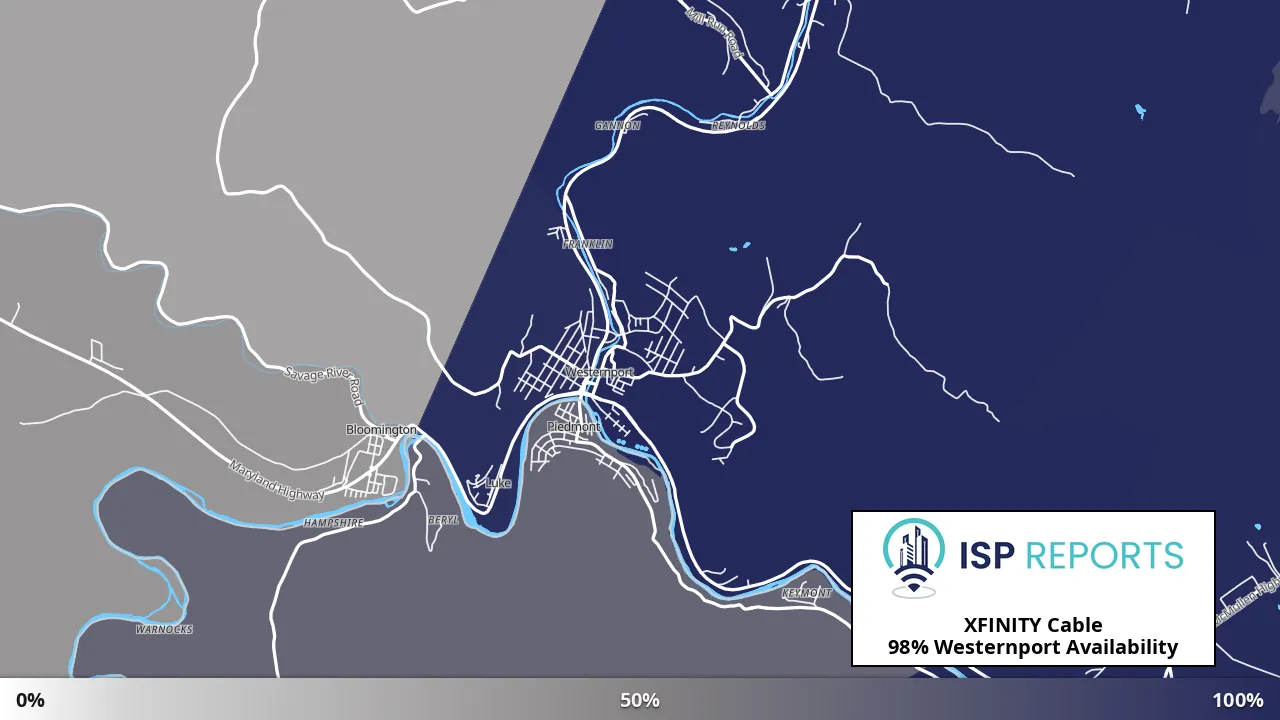 Westernport, MD map of internet availability