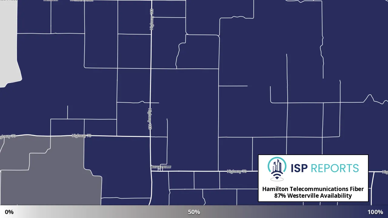 Westerville, NE map of internet availability