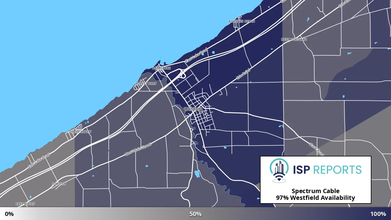 Westfield, NY map of internet availability