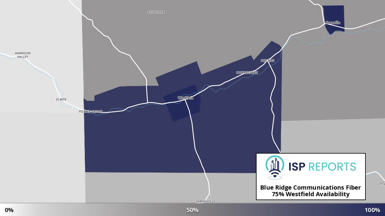 Westfield, PA map of internet availability