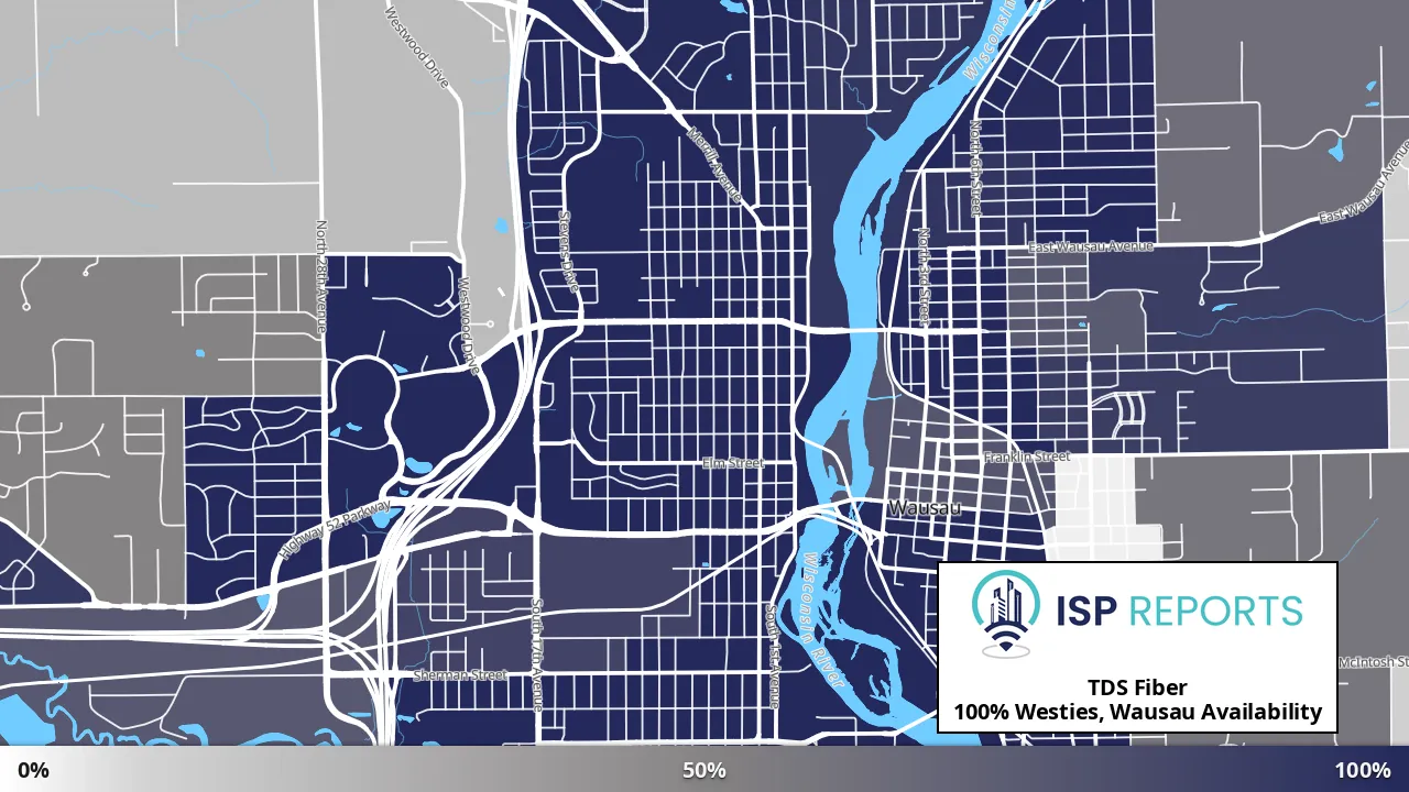 Westies, Wausau, WI map of internet availability