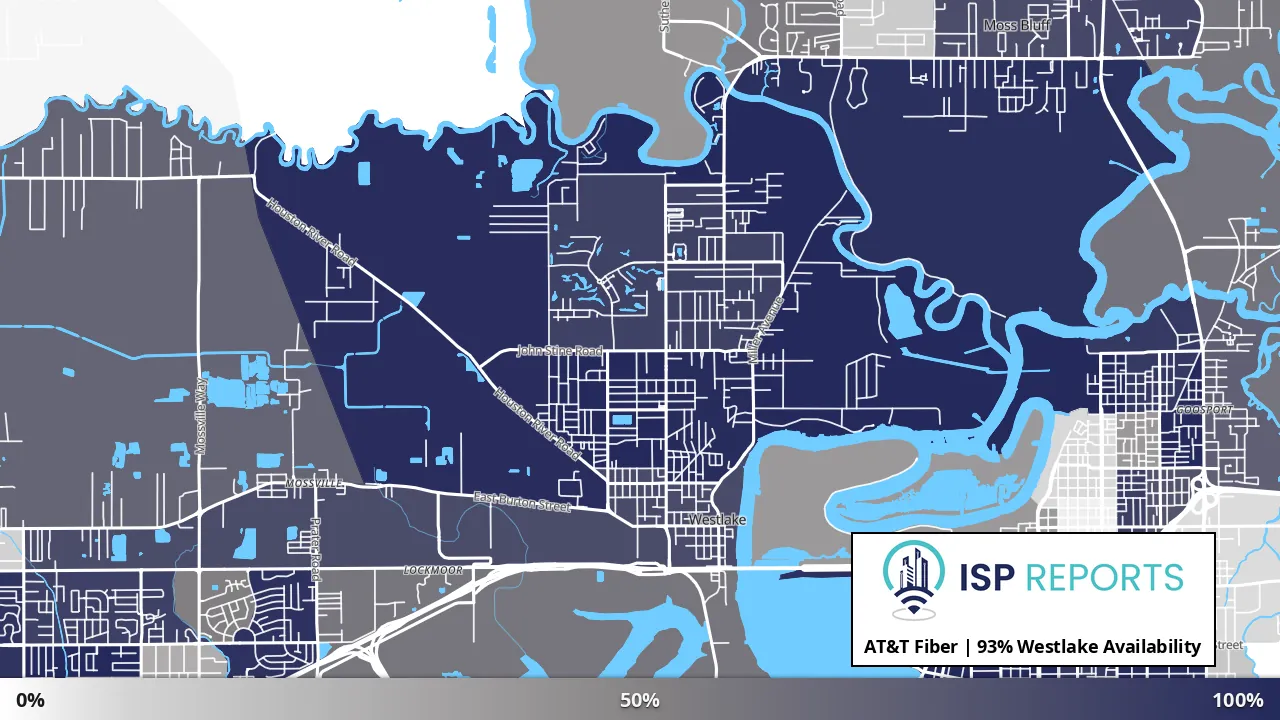 Westlake, LA map of internet availability