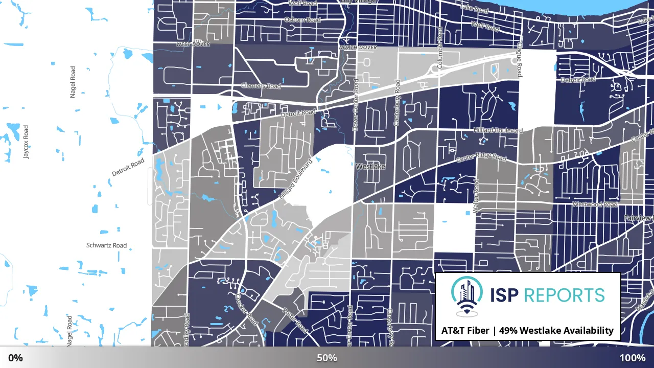 Westlake, OH map of internet availability
