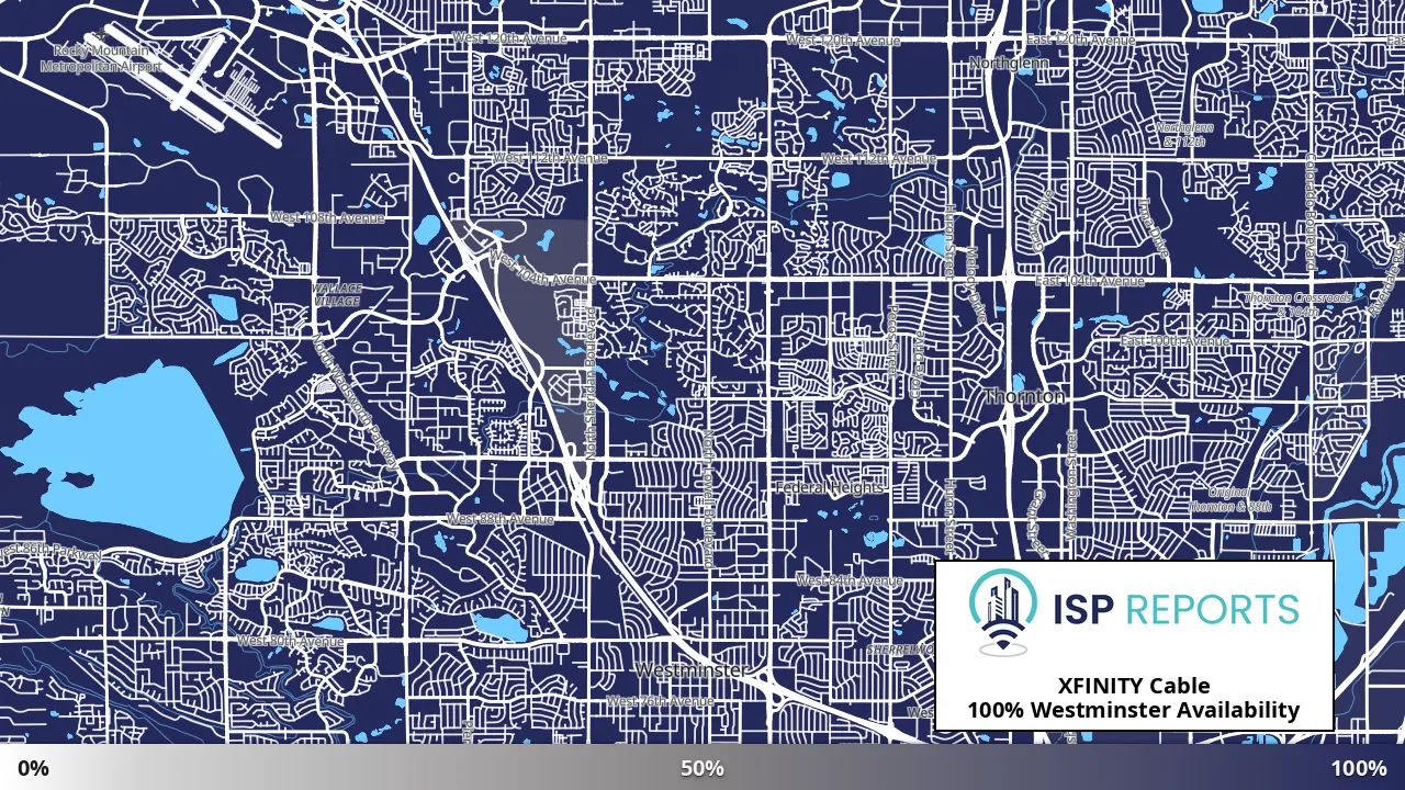 Westminster, CO map of internet availability