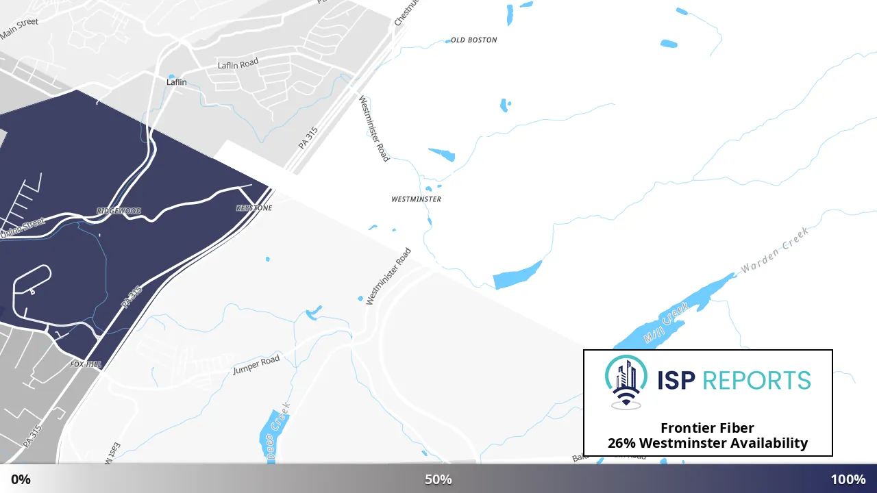Westminster, PA map of internet availability