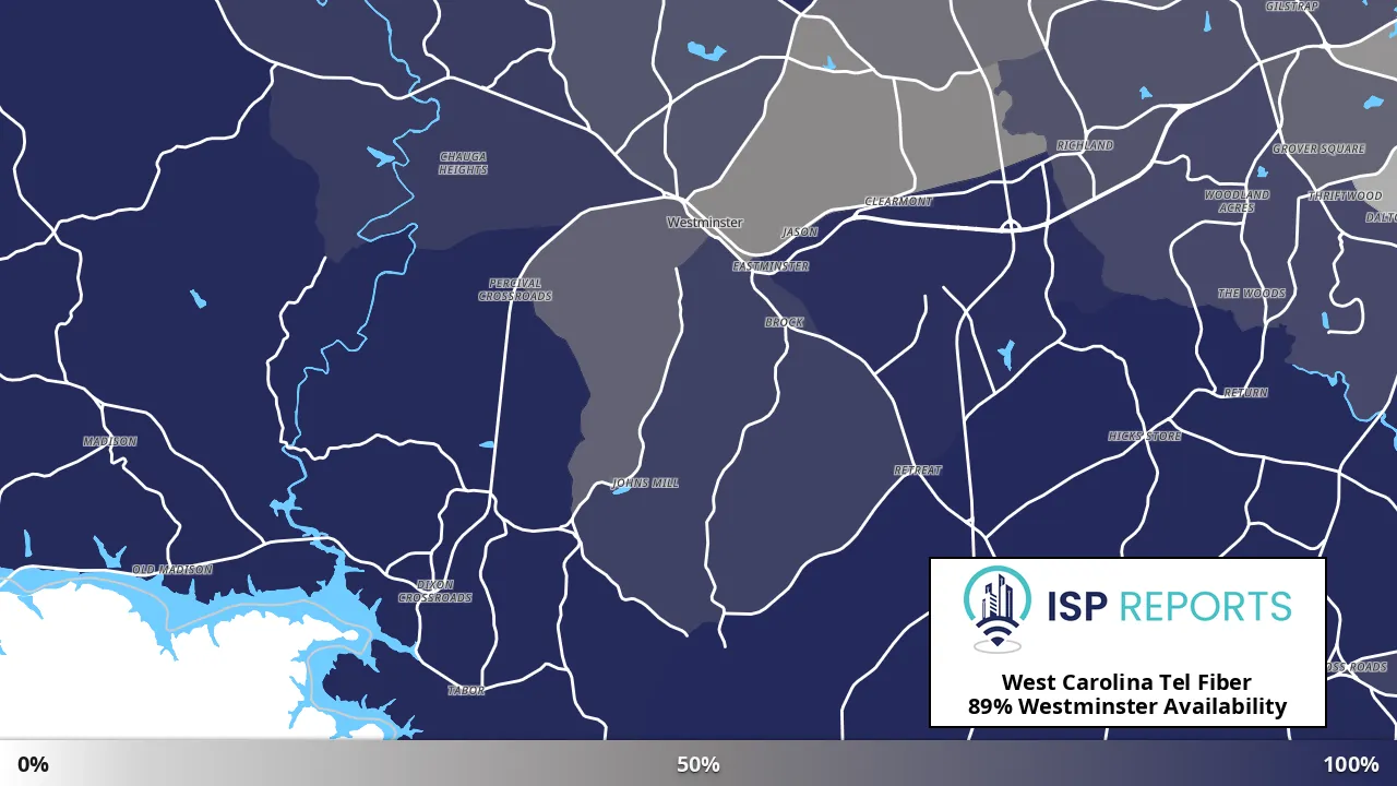 Westminster, SC map of internet availability