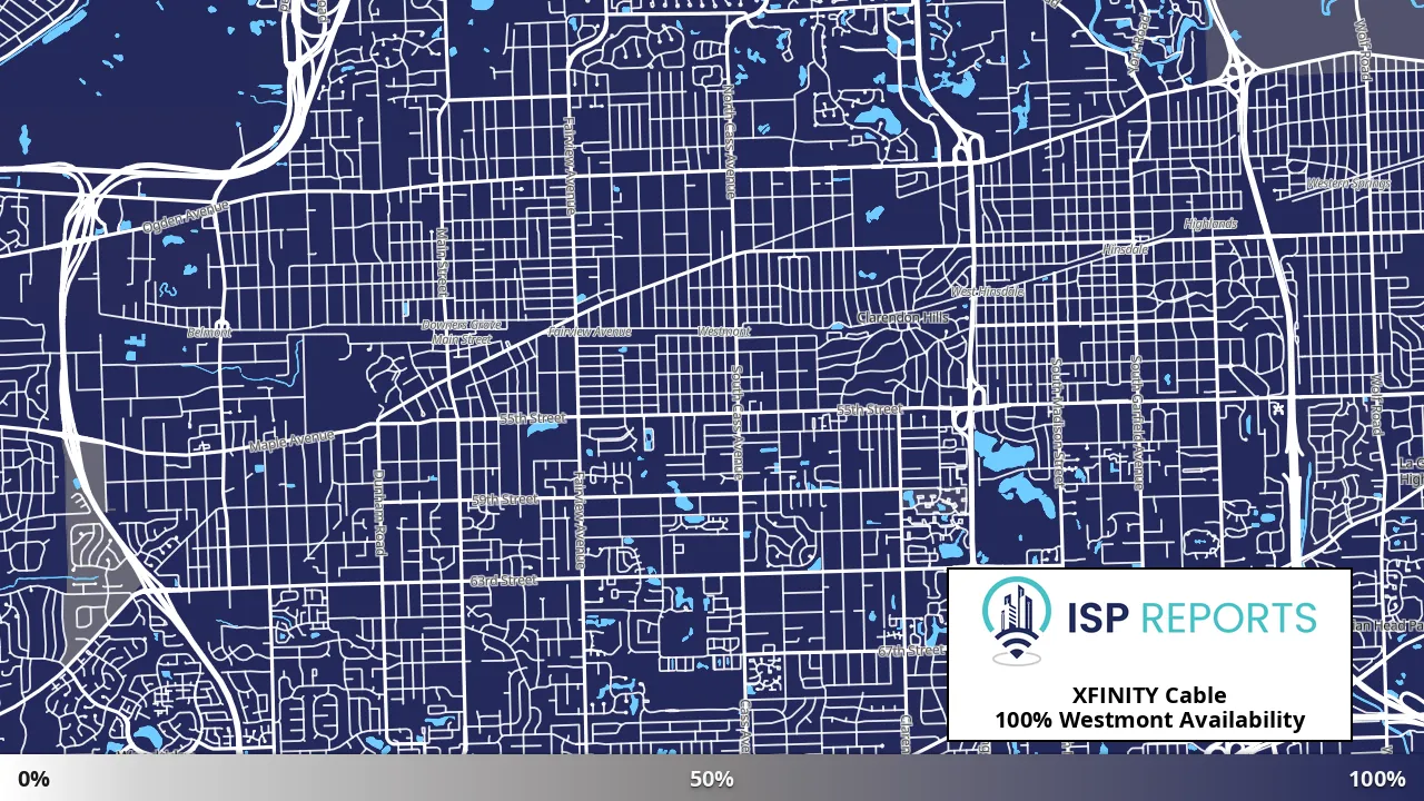 Westmont, IL map of internet availability