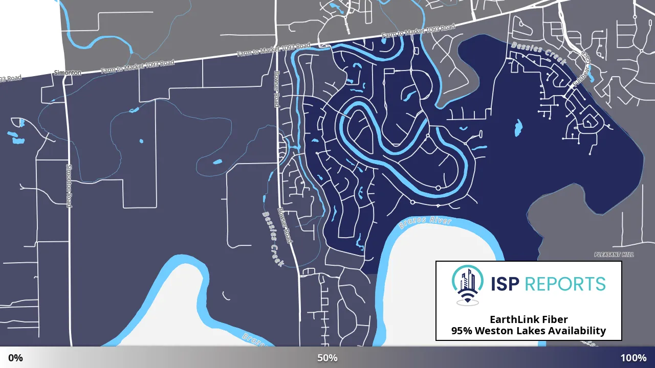 Weston Lakes, TX map of internet availability