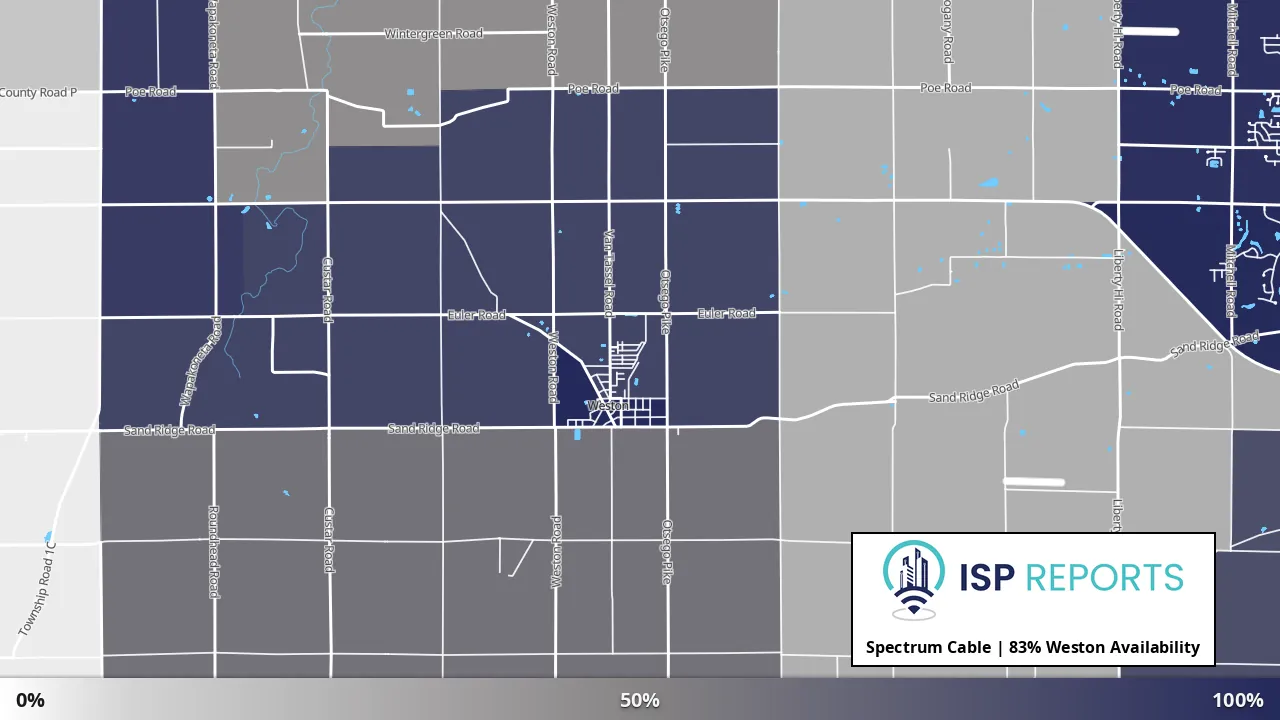 Weston, OH map of internet availability
