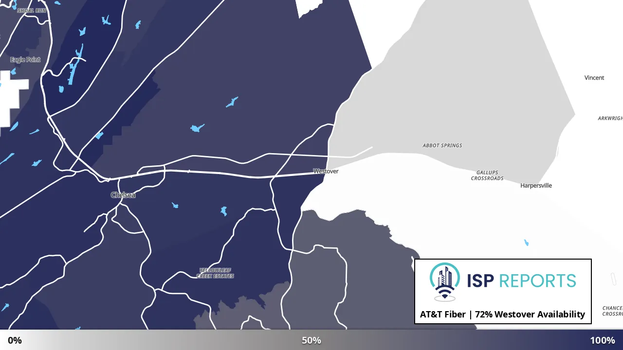 Westover, AL map of internet availability