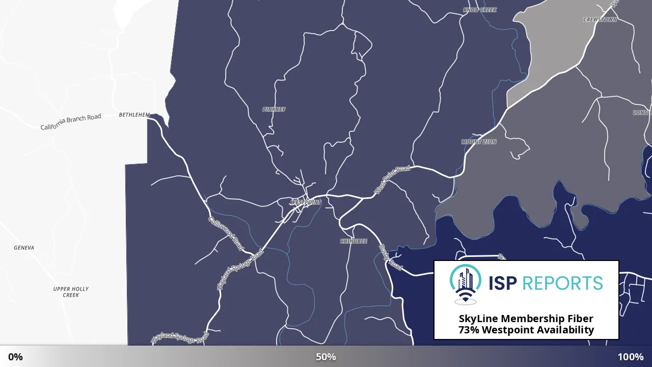 Westpoint, TN map of internet availability