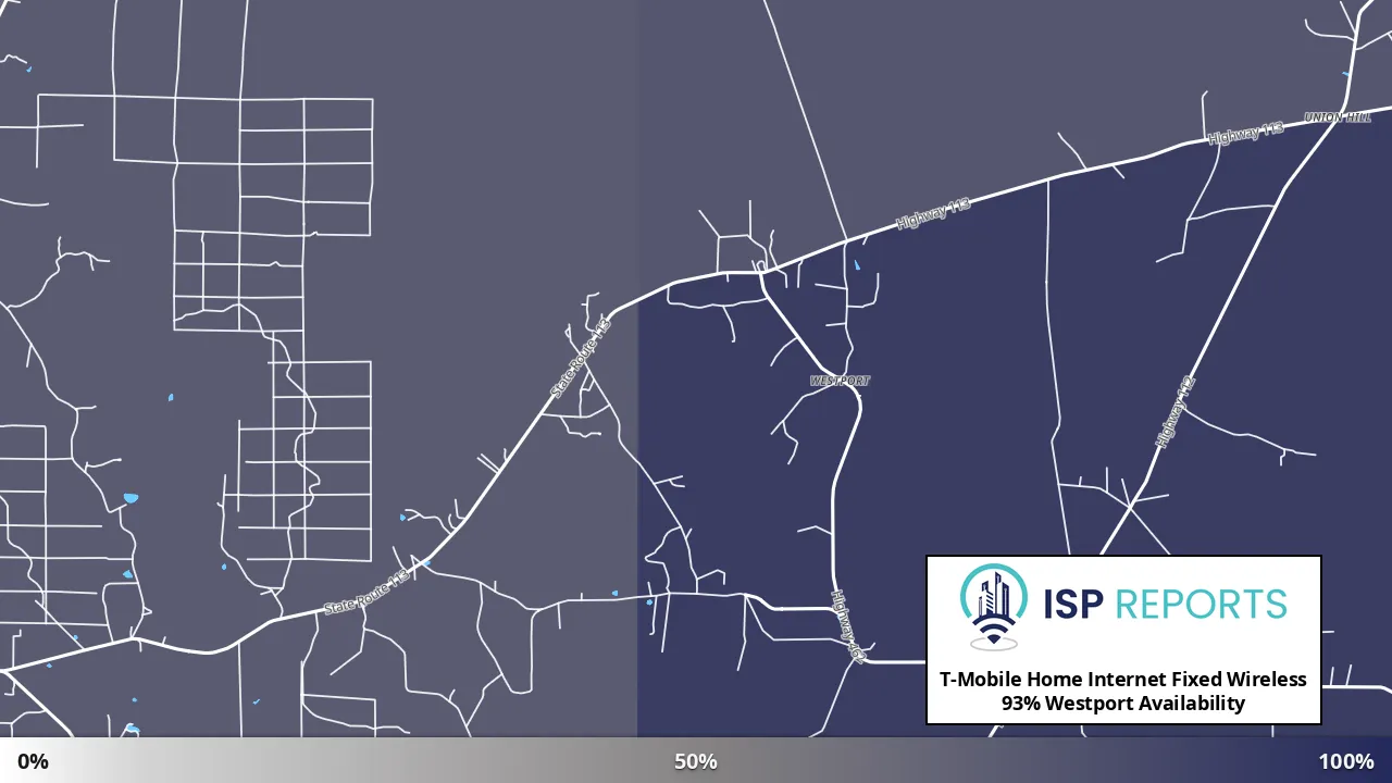 Westport, LA map of internet availability