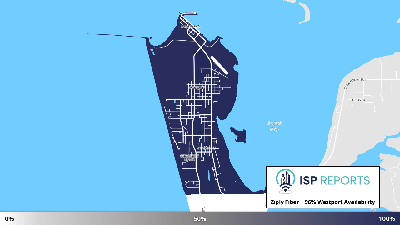 Westport, WA map of internet availability