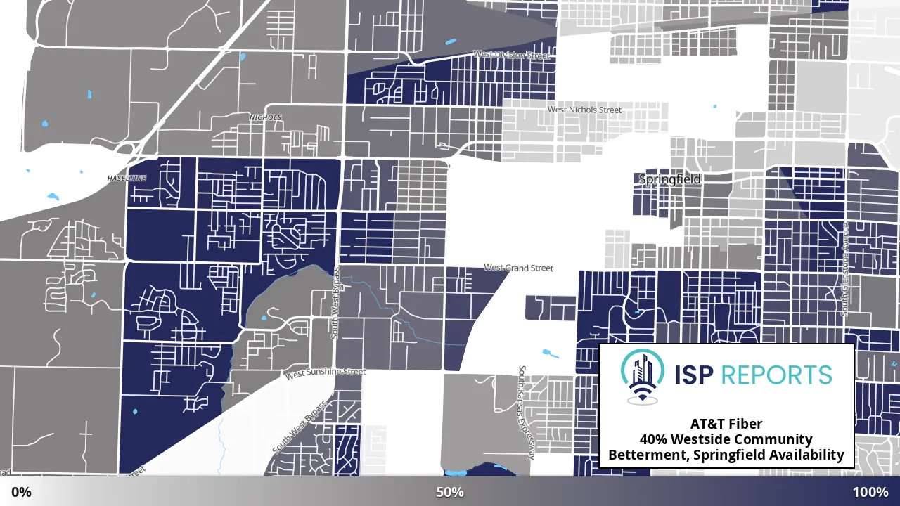 Westside Community Betterment, Springfield, MO map of internet availability