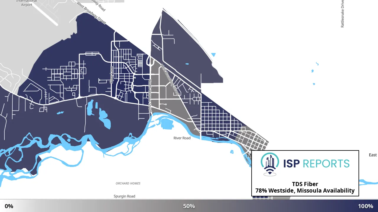 Westside, Missoula, MT map of internet availability